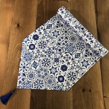 Desenİzmir Mavi Altıgen Desenli Runner Örtü
