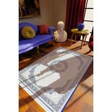 10 Post Online Klasik Gri Dijital Baskı Halı Kaydırmaz Ince Yıkanabilir