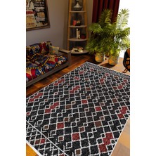 10 Post Online Salon Halısı Kilim Otantik Eskitme Siyah Bordo Kaydırmaz Yıkanabilir Ince Halı Tüysüz Kilim