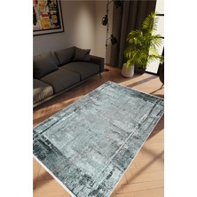 10 Post Online Salon Halısı Doku Eskitme Gri Mavi Kaydırmaz Kesme Yıkanabilir Ince Halı Tüysüz Kilim