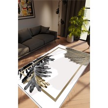 10 Post Online Salon Halısı Çiçekli Gümüş Beyaz Anstrasit Krem Kaydırmaz Yıkanabilir Ince Halı Tüysüz Kilim