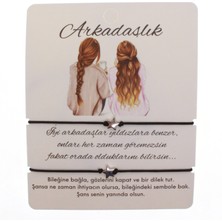X-lady Accessories Gümüş Renk Siyah Ip Yıldız Arkadaş  Bilekliği - 1601