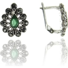 Doğan Silver Doğan Silverkadın Gümüş Markazit ve Kök Zümrüt Taşlı Damla Modeli Küpe DGN20465