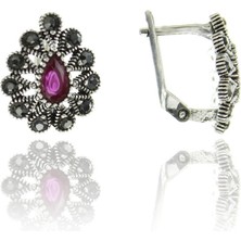 Doğan Silver Doğan Silverkadın Gümüş Markazit ve Kök Yakut Taşlı Damla Modeli Küpe DGN20462