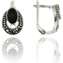 Doğan Silver Doğan Silverkadın Gümüş Markazit ve Onix Taşlı Küpe DGN20459