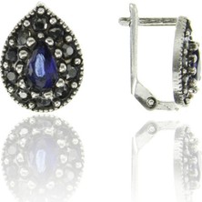 Doğan Silver Doğan Silverkadın Gümüş Markazit ve Safir Taşlı Damla Modeli Küpe DGN20441