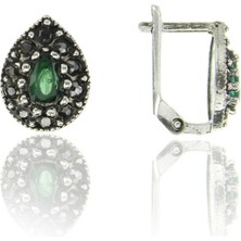 Doğan Silver Doğan Silverkadın Gümüş Markazit ve Kök Zümrüt Taşlı Damla Modeli Küpe DGN20438