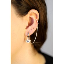 Doğan Silver Doğan Silverkadın Gümüş Taşlı Zincirli Kirpi Göz Modeli Küpe DGN20199