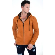 Blues Moda Kapüşonlu Fermuarlı Hoodie Içi Polarlı Kalın Sweathirt