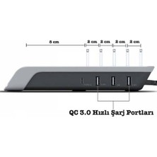 Coofbe Multiport 10W Wireless Kablosuz Şarj ve Şarj Organizatörü Şarj Standı, 3x USB ve 1x Type C