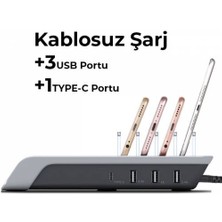 Coofbe Multiport 10W Wireless Kablosuz Şarj ve Şarj Organizatörü Şarj Standı, 3x USB ve 1x Type C