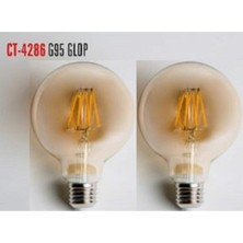 Cata 2 Adet CT-4286 6W E27 Rustik LED Glop G95 Ampul Amber