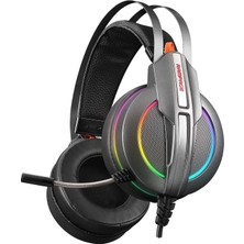 Rampage Rm-K6 Stark Plus USB 7.1 Double Rgb Efekt Metalik Gri Surround Gaming Oyuncu Mikrofonlu Kulaklık