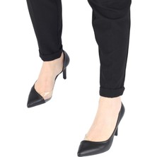 Modabuymus Siyah Yanı Açık Şeffaf Stiletto Topuklu Kadın Ayakkabı - Lotus