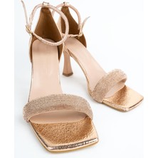 Modabuymus Toffyx Bakır Taşlı Geniş Bantlı Topuklu Abiye Ayakkabı