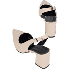 Modabuymus Ten Rengi Asimetrik Bantlı Stiletto Topuklu Ayakkabı - Polly