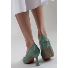 Modabuymus Yeşil Stiletto Kadeh Topuklu Ayakkabı - Kanger