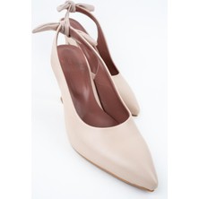 Ten Rengi Arkadan Fiyonklu Stiletto Topuklu Ayakkabı - Pony