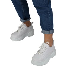 Modabuymus Beyaz Kalın Tabanlı Sneaker Günlük Spor Ayakkabı - Porto