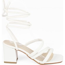 Modabuymus Beyaz Günlük Topuklu Sandalet Ayakkabı - Fascınatıon