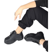 Modabuymus Siyah Kalın Tabanlı Sneaker Günlük Spor Ayakkabı - Porto