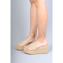 Modabuymus Örgü Hasır Dolgu Topuklu Kadın Terlik