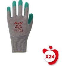Beybi PL17 Legend Yeşil-Gri Poly. Örme Lateks Iş Eldiveni 10 Beden 24 Çift