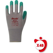 Beybi PL17 Legend Yeşil-Gri Poly. Örme Lateks Iş Eldiveni 10 Beden 48 Çift