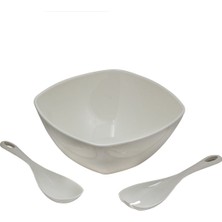 EW's Kitchenware Akrilik Soft Beyaz Kare Salata Kasesi