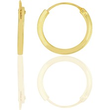 Söğütlü Silver Gümüş Altın Yaldızlı 14 mm Halka Küpe