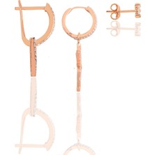 Söğütlü Silver Gümüş Rose Zirkon Taşlı Kombin Üçlü Küpe Seti