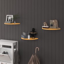 Asra Trend Modern Organizer Düzenleyici Kıvrımlı Dekoratif  Kitaplık Banyo Mutfak Duvar Rafı Afrika Ceviz