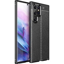 Hesaplı Dünya Samsung Galaxy S22 Ultra Uyumlu Kılıf Esnek Silikon Koruyucu Tpu Deri Dokulu Hns