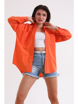 Rays Önü Düğmeli Gömlek Orange
