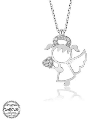 Gumush Swarovski Taşlı Gümüş Su Perisi Bayan Kolye