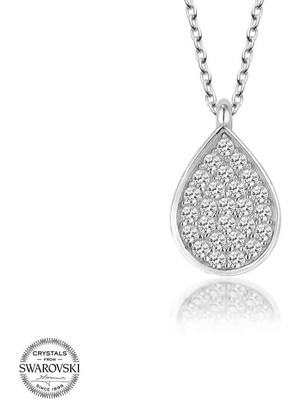 Gumush Swarovski Taşlı Gümüş Damla Bayan Kolye
