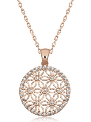 Gumush Gümüş Beyaz Taşlı Yaşam Çiçeği Kadın Kolye