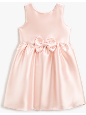 Koton Saten Elbise Midi Fiyonk Detaylı