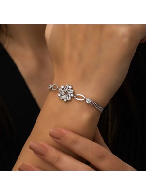 MONAROZA  Baget Taşlı 925 Ayar Gümüş Bileklik