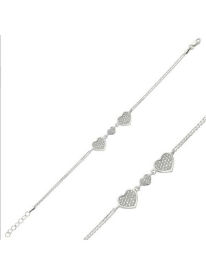 MONAROZA  Kalplerimiz 925 Ayar Gümüş Bileklik