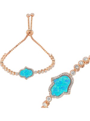 MONAROZA  Fatma Ana Mavi Opal 925 Ayar Gümüş Bileklik