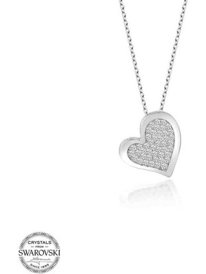 MONAROZA  Swarovski Taşlı Kalp 925 Ayar Gümüş Kolye