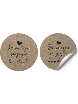 Gg Genç Girişimci Sticker Kuşe (4X4CM) 70 Adet -Sizin Için Sevgiyle Hazırlandı- Kraft Görünümlü