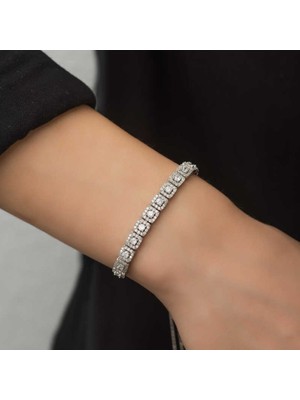 MONAROZA  Kare Baget Taşlı 925 Ayar Gümüş Bileklik