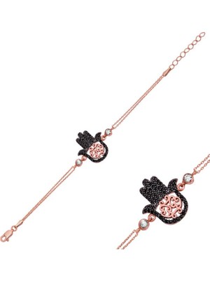 MONAROZA  Fatma Ana Siyah Zirkon Taşlı 925 Ayar Gümüş Bileklik