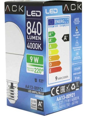 Ack 9w Led Ampul Doğal Beyaz 4000k - Göz Yormayan Ampul