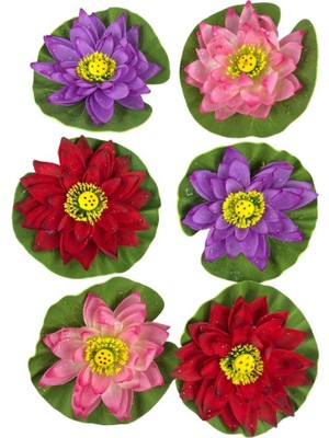 Nettenevime Yapay Çiçek Nilüfer Köpük Lotus Havuz ve Akvaryum Dekoru 6ADET