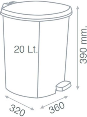 abnturk Ayak Pedallı Krom Metal Görünüm Çöp Kovası 20 Litre Büyükboy Çıkabilen Iç Kova Ø33 H:40 Geniş Hazne