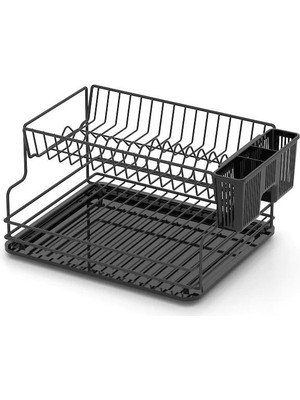 Geseus Home Iki Katlı Tabaklık Bulaşıklık Krom Siyah KB005S