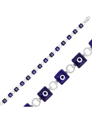 Gumush Gümüş Kare Nazar Bayan Bileklik